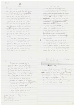 Collection of 1996 Daisy Berkowitz Handwritten & Signed Resignation Letter To Quit Marilyn Manson Band (Family LOA & JSA)